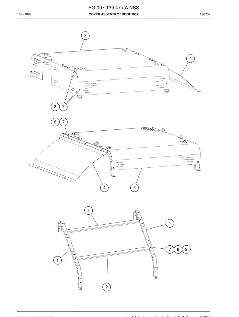 BG00713947a BG 007 139 47a Cover Assembly - Sandvik Technical Drawing