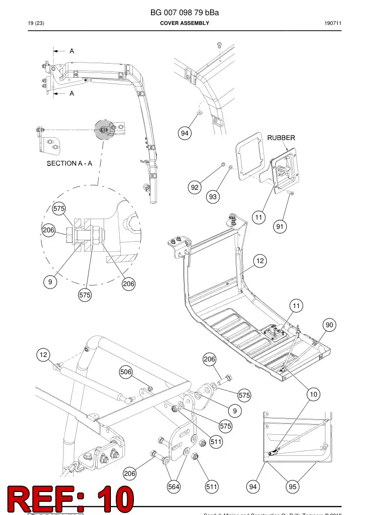 BG00714698a BG 007 146 98a Support - Sandvik Technical Drawing