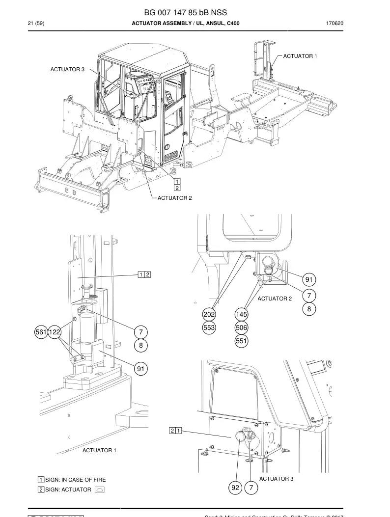 BG00714785b BG 007 147 85b Actuator Assembly - Sandvik Technical Drawing