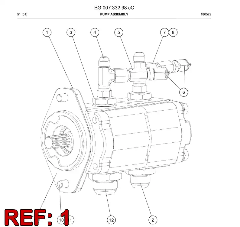 BG00715079a BG 007 150 79a Hydraulic Pump, External Gear, Double - Sandvik Technical Drawing