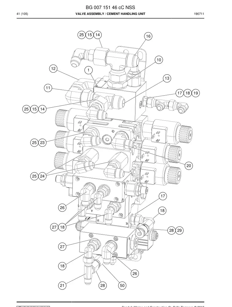 BG00715146c BG 007 151 46c Valve Assembly - Sandvik Technical Drawing