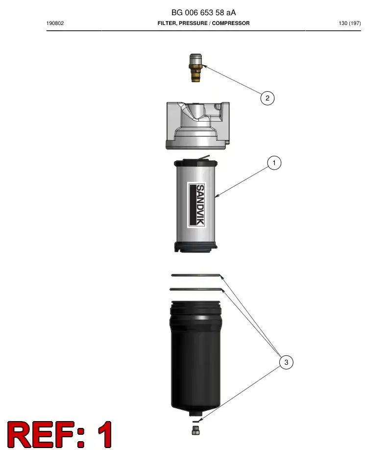 BG00715455a BG 007 154 55a Filter Element - Sandvik Technical Drawing