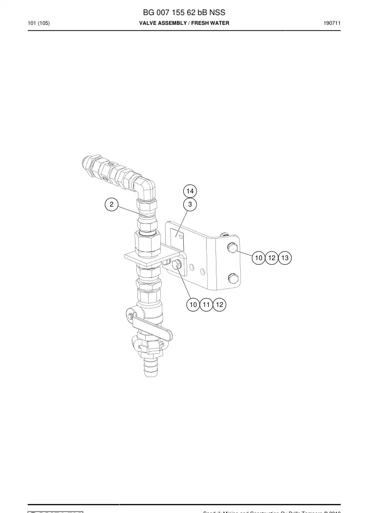 BG00715562b BG 007 155 62b Valve Assembly - Sandvik Technical Drawing