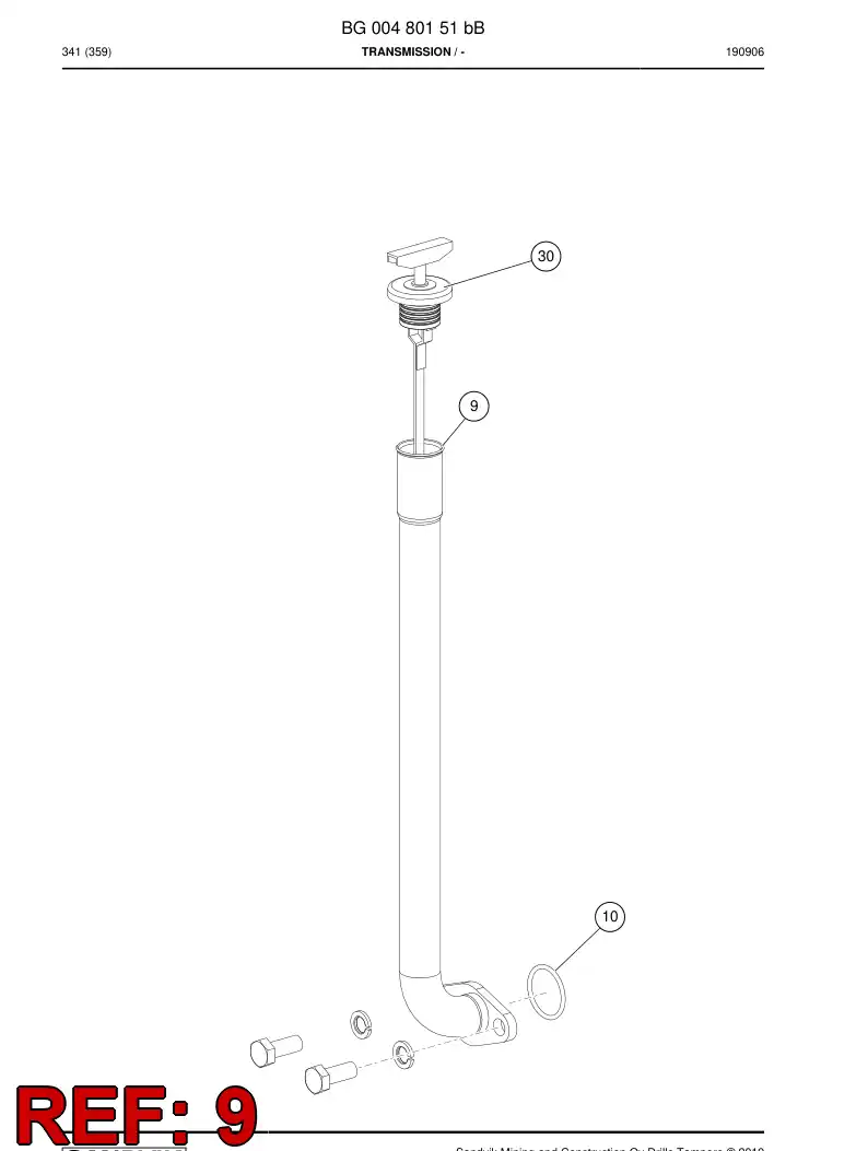 BG00718038a BG 007 180 38a Tube, Oil Level - Sandvik Technical Drawing