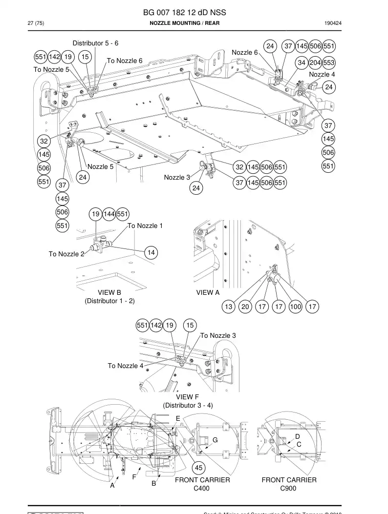 BG00718212d BG 007 182 12d Nozzle mounting - Sandvik Technical Drawing