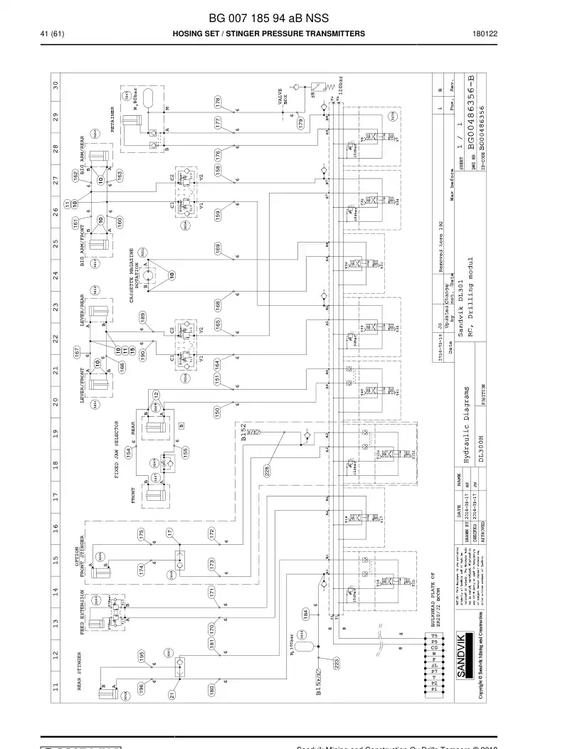 BG00718594a BG 007 185 94a Hosing Set - Sandvik Technical Drawing