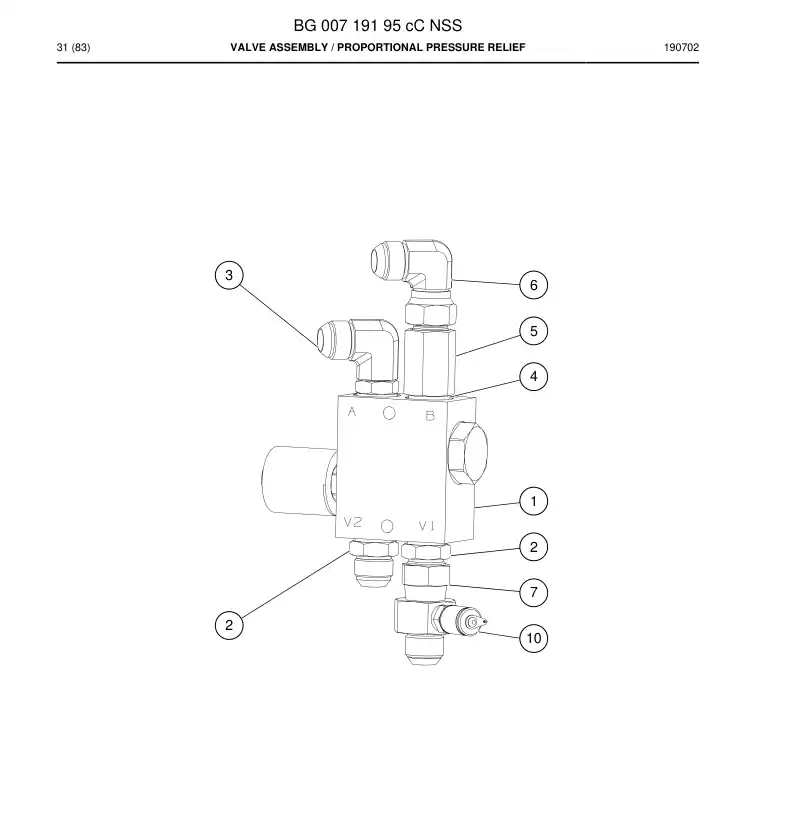 BG00719195c BG 007 191 95c Valve Assembly - Sandvik Technical Drawing