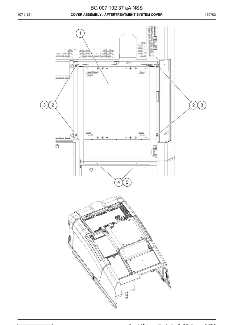 BG00719237a BG 007 192 37a Cover Assembly - Sandvik Technical Drawing