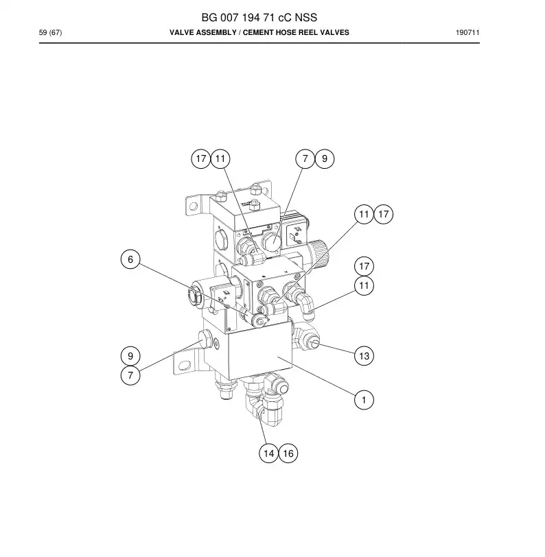 BG00719471c BG 007 194 71c Valve Assembly - Sandvik Technical Drawing