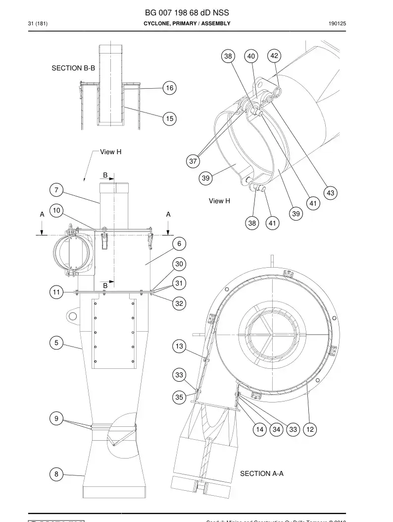 BG00719868e BG 007 198 68e Cyclone, Primary - Sandvik Technical Drawing