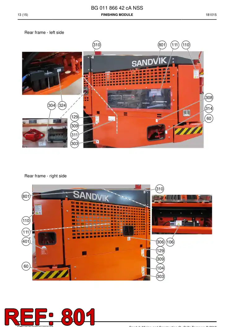 BG00720661a BG 007 206 61a Decal - Sandvik Technical Drawing