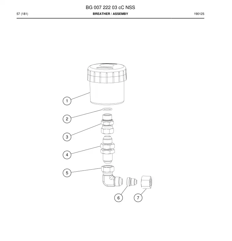 BG00722203c BG 007 222 03c Breather - Sandvik Technical Drawing