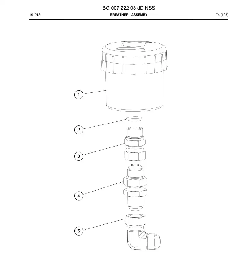 BG00722203d BG 007 222 03d Breather - Sandvik Technical Drawing