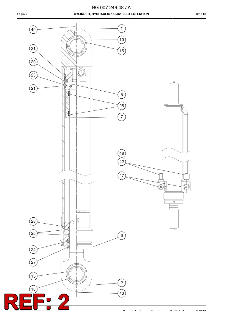 BG00725871a BG 007 258 71a PISTON Rod Assembly - Sandvik Technical Drawing