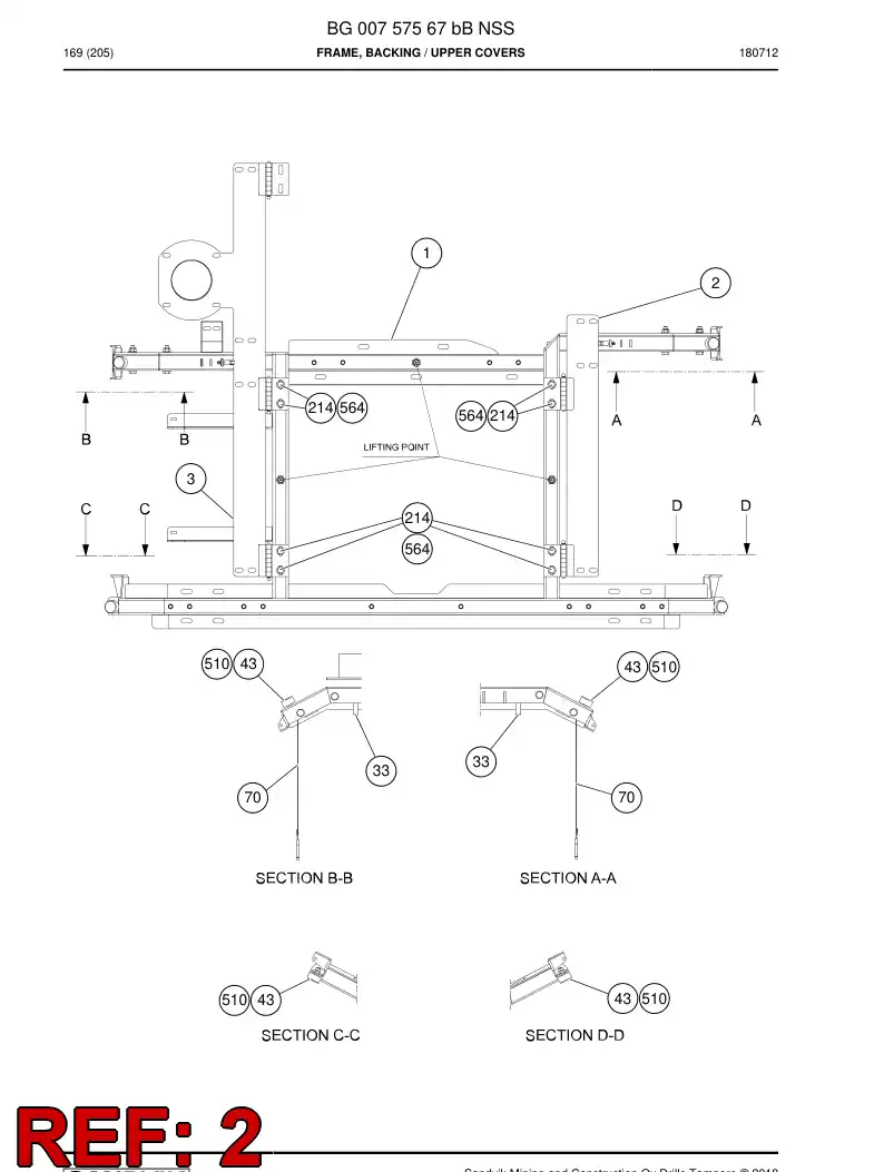 BG00726076a BG 007 260 76a Hinge - Sandvik Technical Drawing