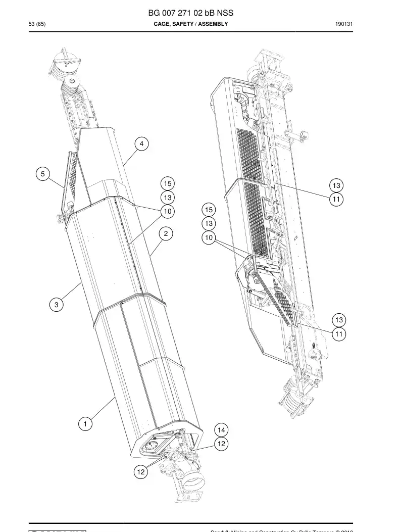 BG00727102b BG 007 271 02b Cage, Safety - Sandvik Technical Drawing
