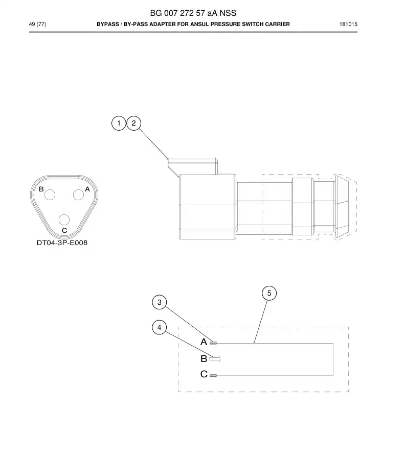 BG00727257a BG 007 272 57a Bypass - Sandvik Technical Drawing