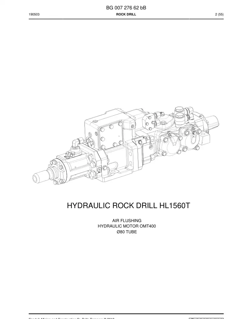 BG00727662b BG 007 276 62b Rock Drill - Sandvik Technical Drawing