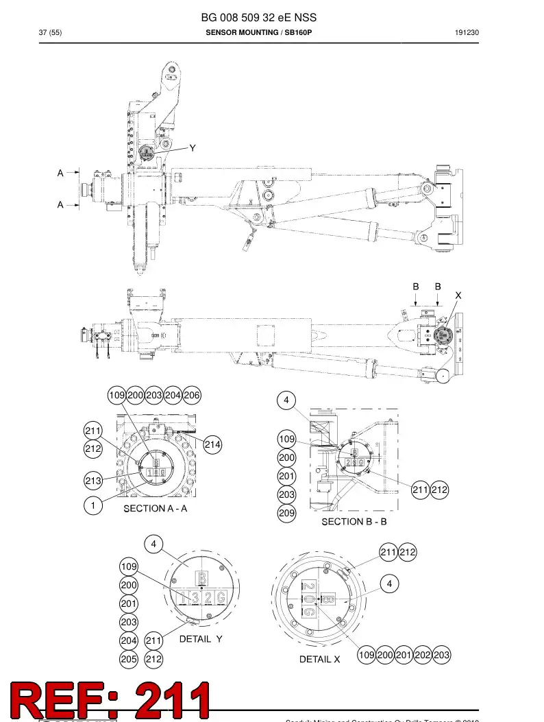BG00729040a BG 007 290 40a Gland, Cable, Metallic - Sandvik Technical Drawing