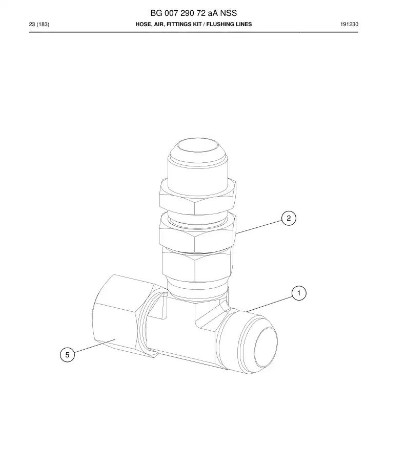 BG00729072a BG 007 290 72a Hose, Air, Fittings Kit - Sandvik Technical Drawing