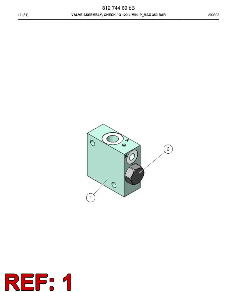 BG00729258a BG 007 292 58a Manifold Body, Valve - Sandvik Technical Drawing