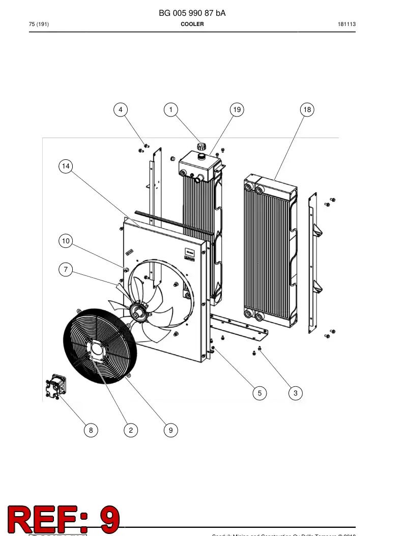 BG00729636a BG 007 296 36a Guard, Fan - Sandvik Technical Drawing