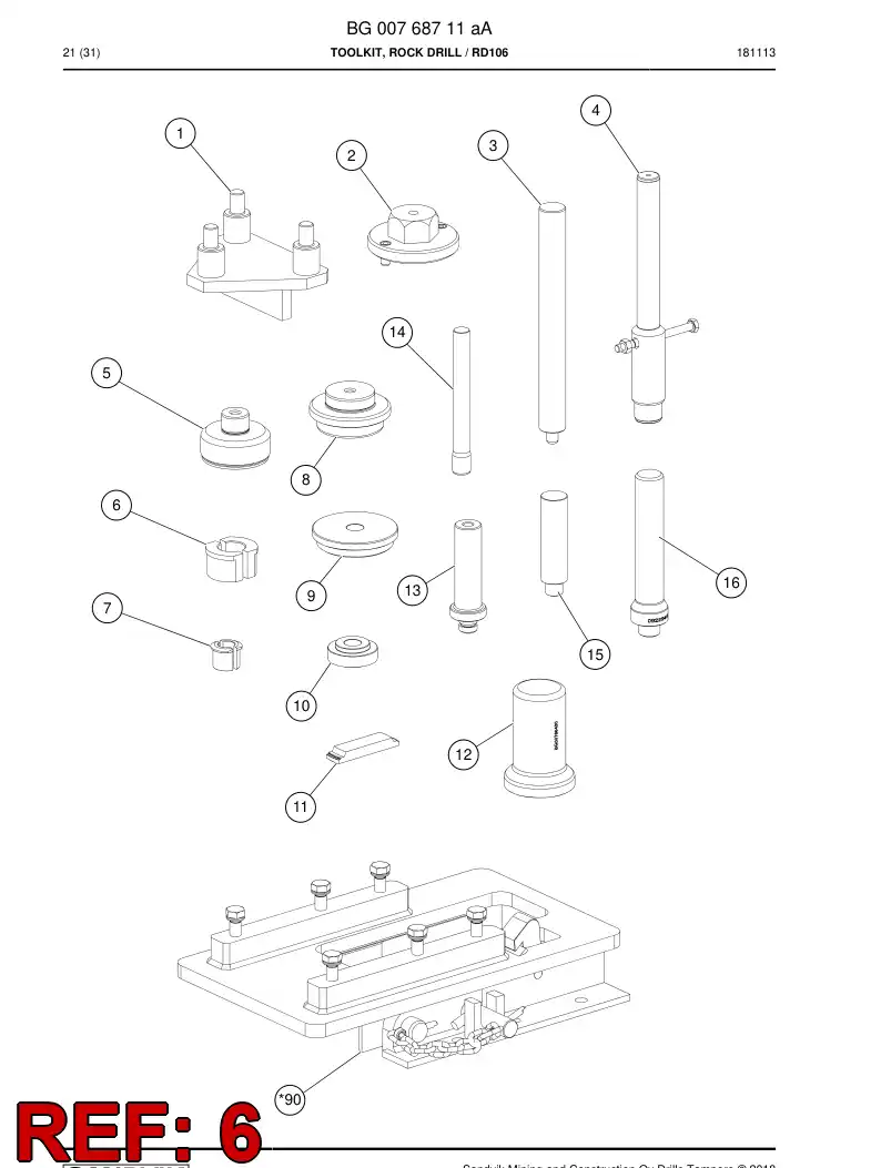 BG00730745a BG 007 307 45a Punch - Sandvik Technical Drawing