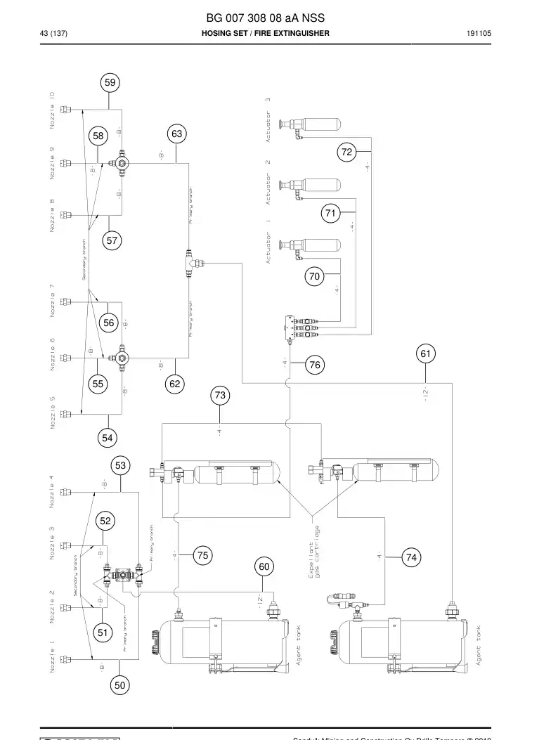 BG00730808a BG 007 308 08a Hosing Set - Sandvik Technical Drawing