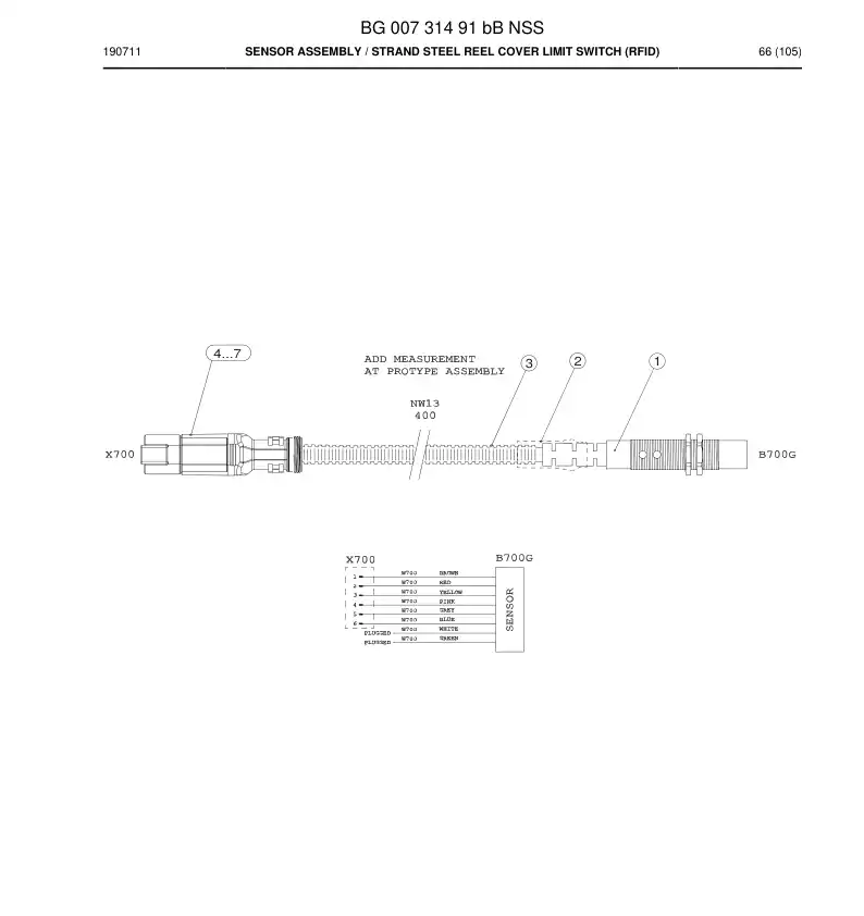 BG00731491b BG 007 314 91b Sensor Assembly - Sandvik Technical Drawing