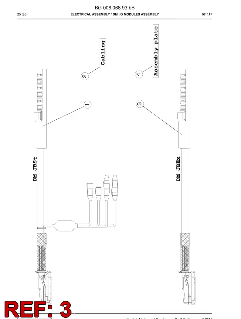 BG00732012b BG 007 320 12b Cable Assembly - Sandvik Technical Drawing