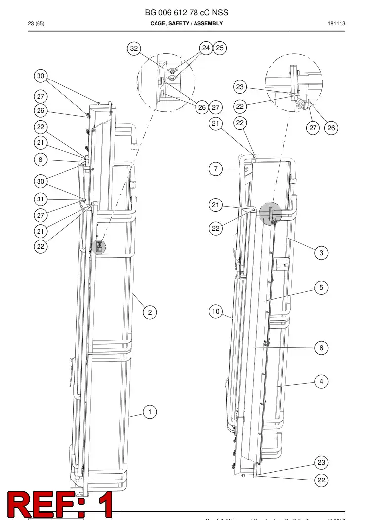 BG00732677a BG 007 326 77a Cage, Safety - Sandvik Technical Drawing