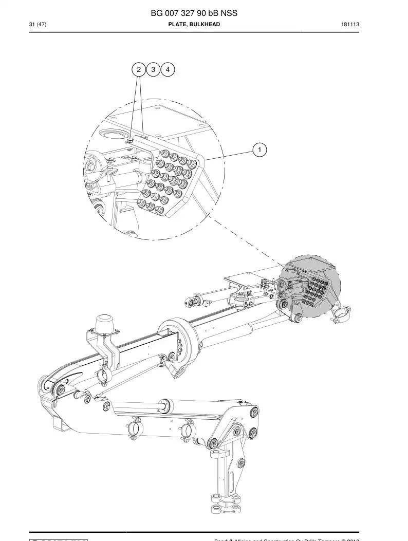 BG00732790b BG 007 327 90b Plate, Bulkhead - Sandvik Technical Drawing