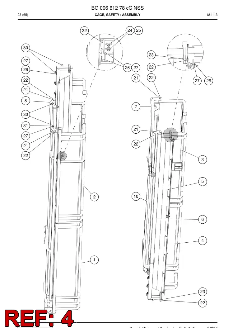 BG00733197a BG 007 331 97a Cage, Safety - Sandvik Technical Drawing