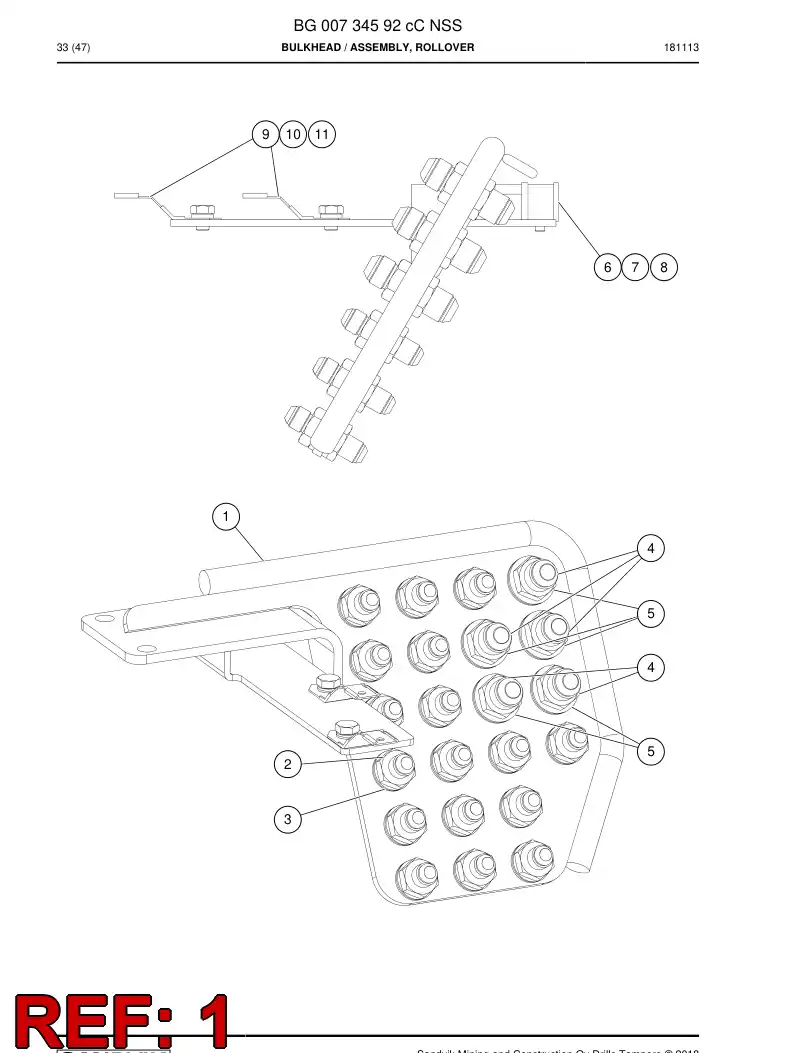 BG00734170a BG 007 341 70a Bulkhead - Sandvik Technical Drawing