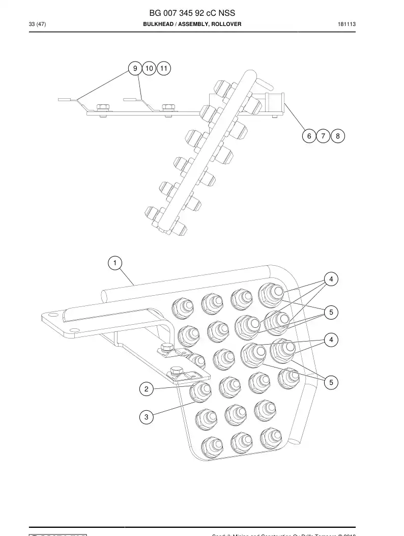 BG00734592c BG 007 345 92c Bulkhead - Sandvik Technical Drawing
