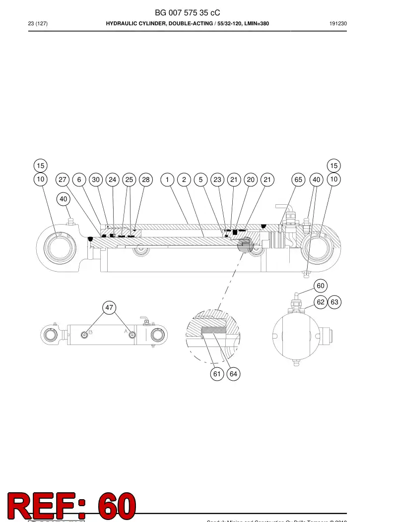 BG00734677a BG 007 346 77a Sensor, Linear - Sandvik Technical Drawing