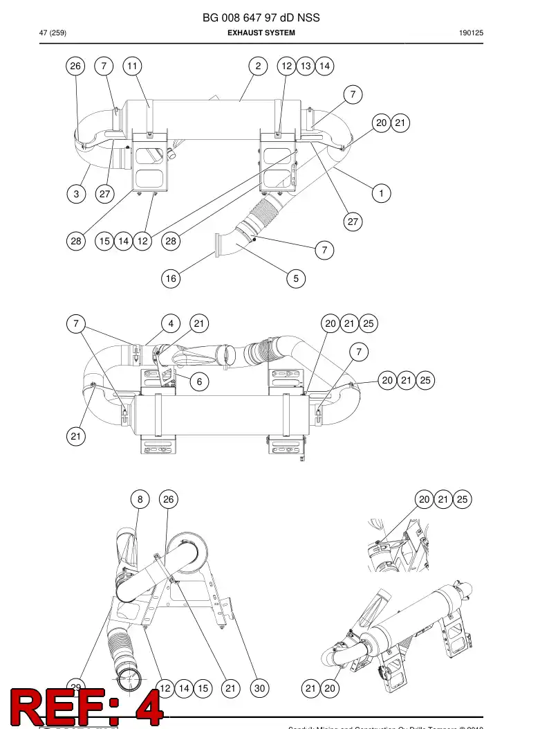 BG00734887a BG 007 348 87a Pipe, Exhaust - Sandvik Technical Drawing