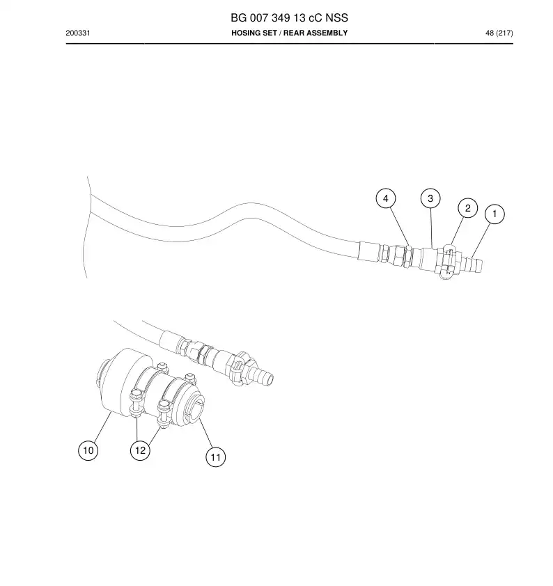 BG00734913c BG 007 349 13c Hosing Set - Sandvik Technical Drawing