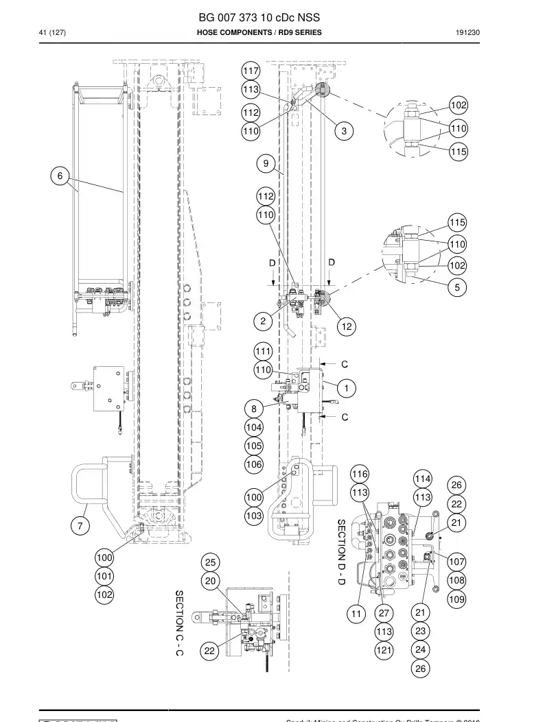 BG00737310c BG 007 373 10c Hose Components - Sandvik Technical Drawing