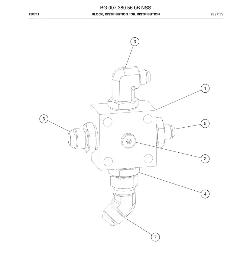 BG00738056b BG 007 380 56b Block, Distribution - Sandvik Technical Drawing