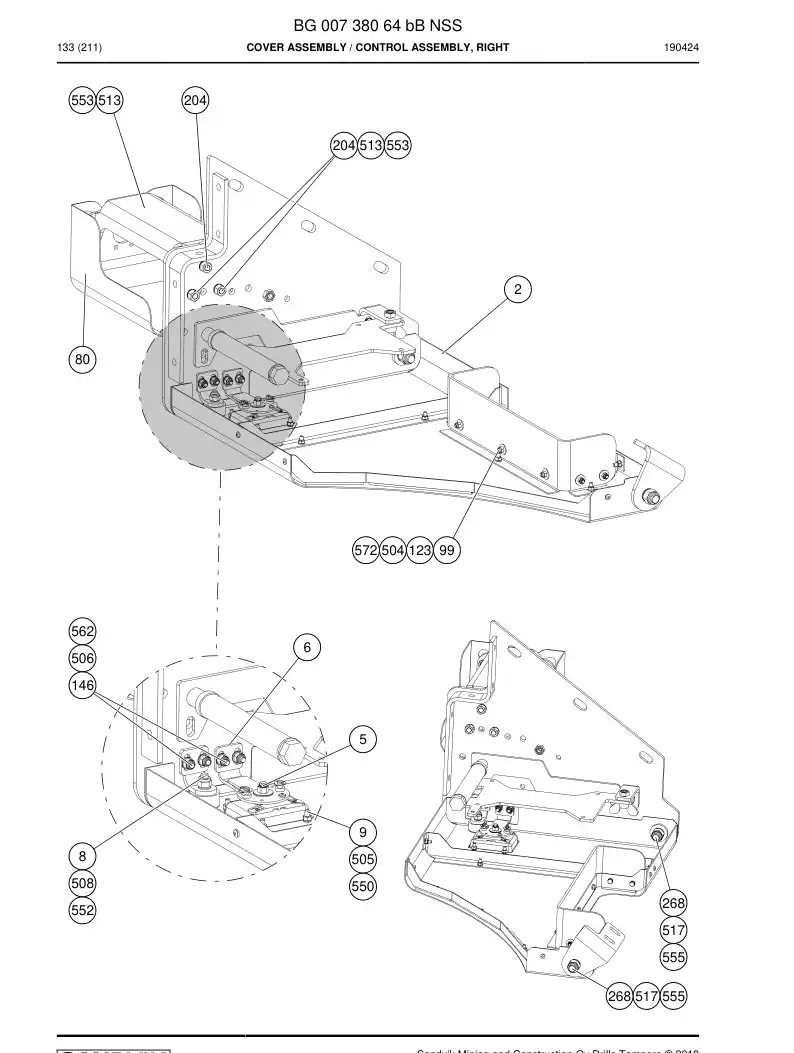 BG00738064b BG 007 380 64b Cover Assembly - Sandvik Technical Drawing
