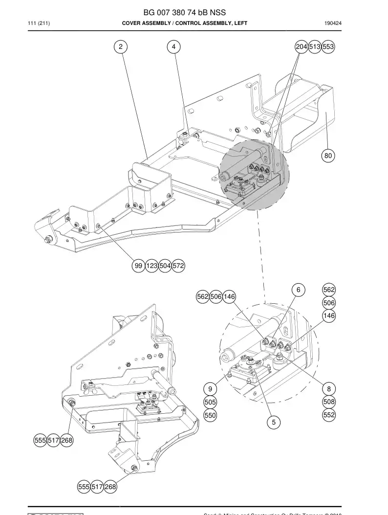 BG00738074a BG 007 380 74a Cover Assembly - Sandvik Technical Drawing