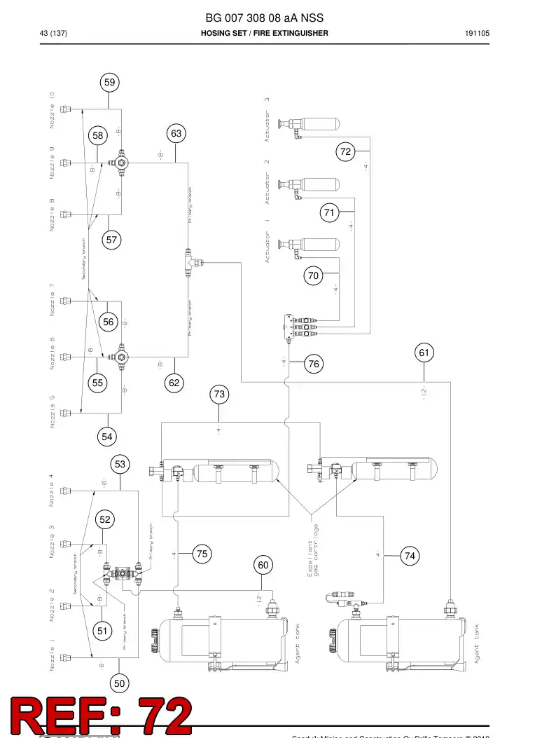 BG00738105a BG 007 381 05a Hose Assembly - Sandvik Technical Drawing