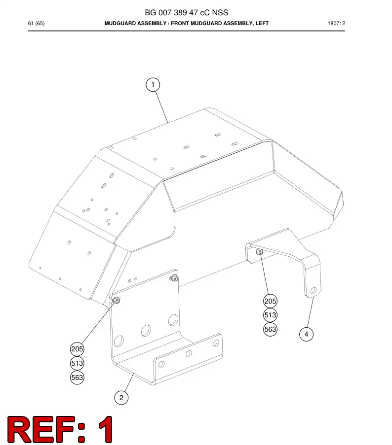 BG00738803a BG 007 388 03a Shield, Splash - Sandvik Technical Drawing