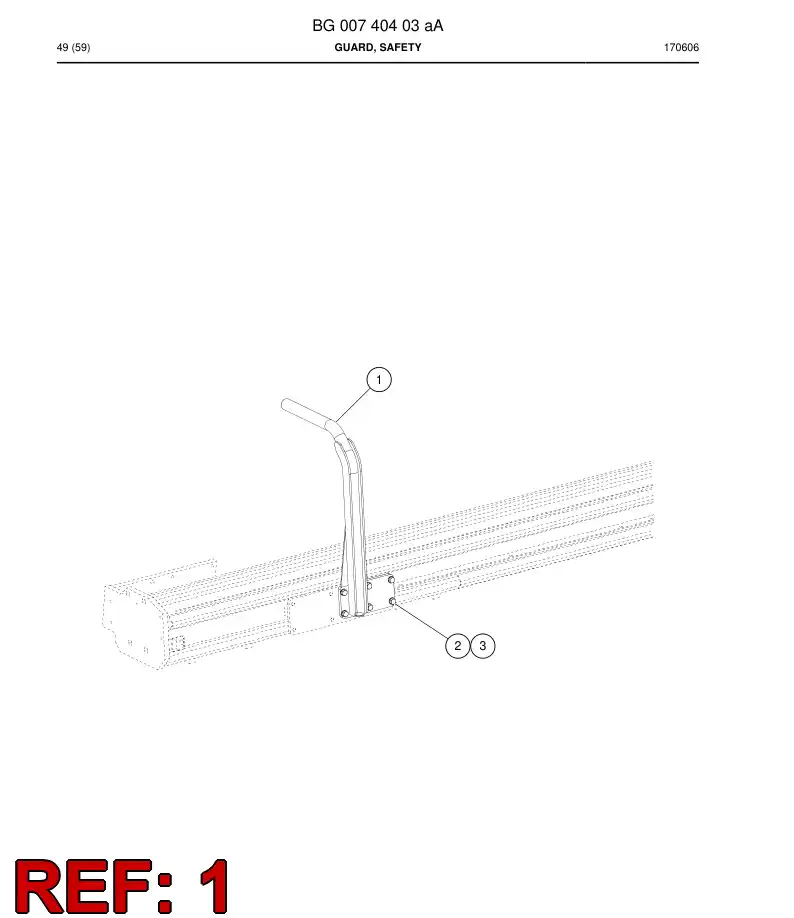 BG00740408a BG 007 404 08a Rail, Safety - Sandvik Technical Drawing
