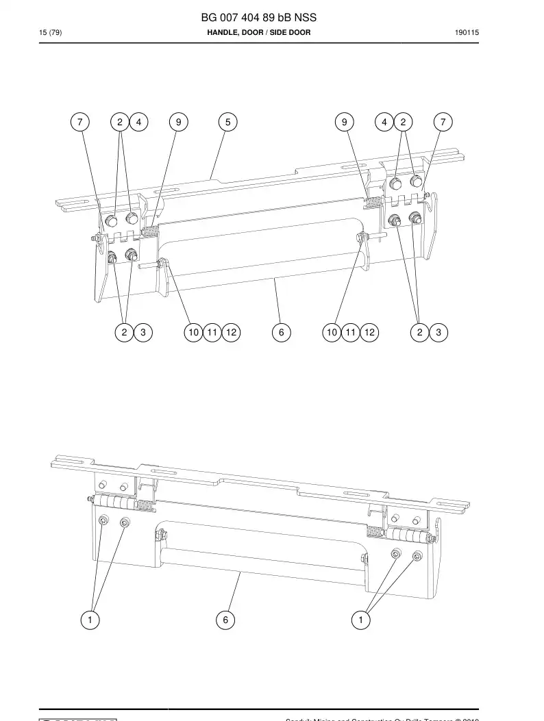 BG00740489b BG 007 404 89b Handle, Door - Sandvik Technical Drawing