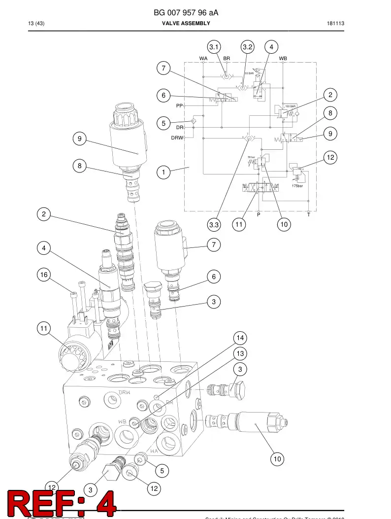 BG00740533a BG 007 405 33a Valve, Directional - Sandvik Technical Drawing