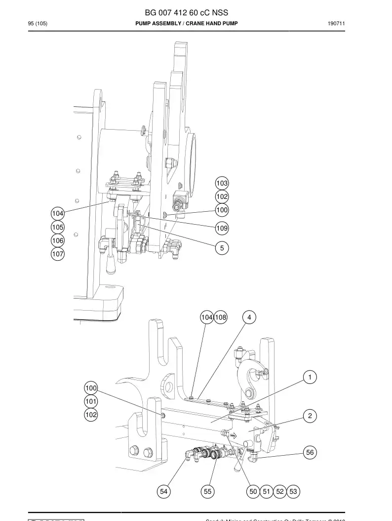 BG00741260c BG 007 412 60c Pump Assembly - Sandvik Technical Drawing
