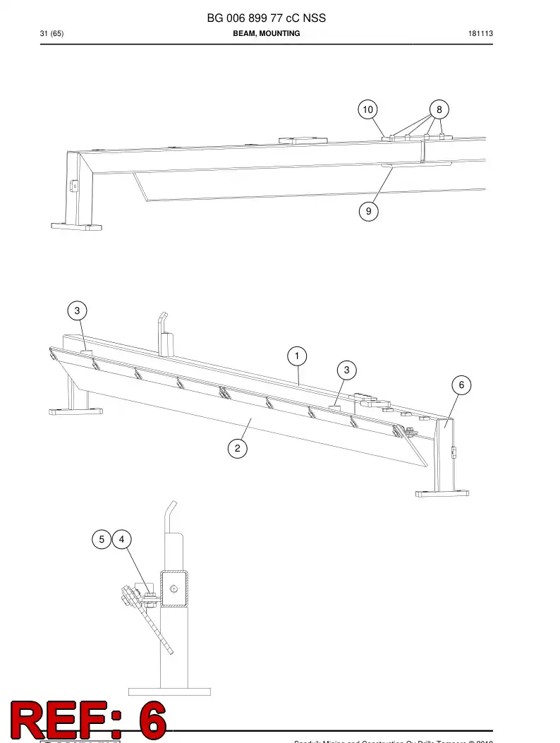 BG00742414a BG 007 424 14a Beam, Mounting - Sandvik Technical Drawing