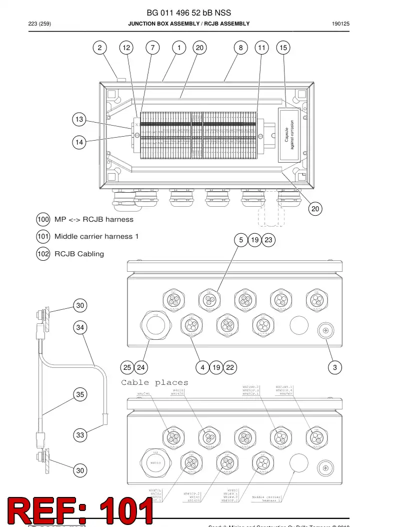 BG00742421c BG 007 424 21c Wiring Harness Assembly - Sandvik Technical Drawing